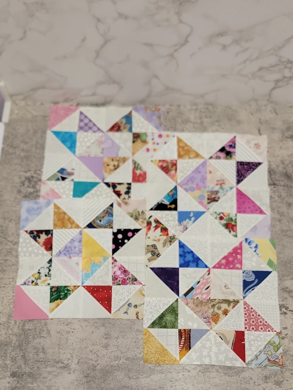 Vintage Handmade Patchwork Star quilt blocks Ohio Star Variation